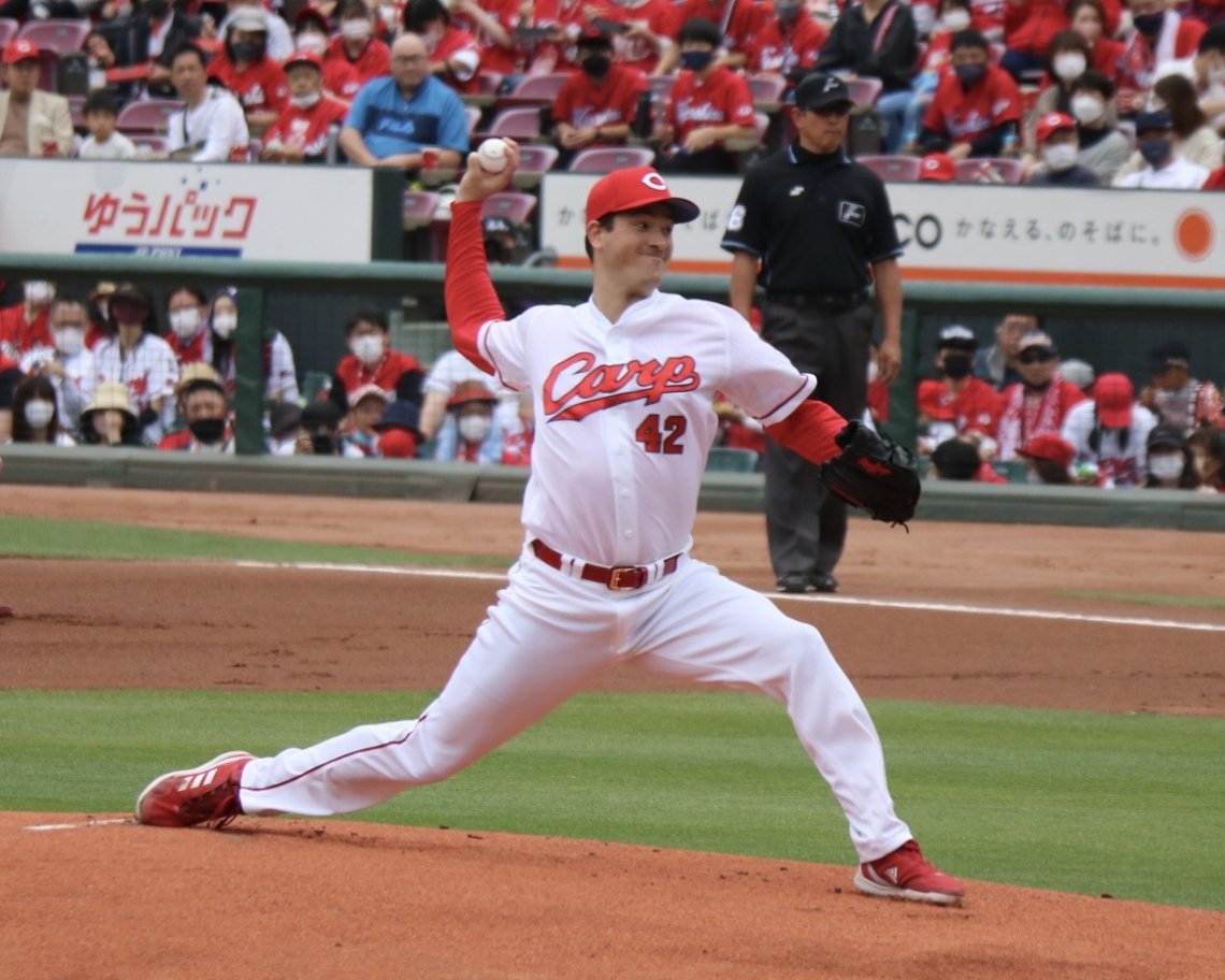 レンジャーズ時代、大谷翔平を3球三振に取った新助っ投右腕ドリュー・アンダーソン投手・2度目の先発マツスタでの笑顔😄 日刊わしら