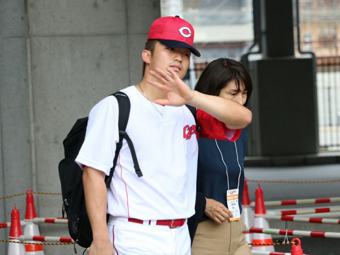 広島カープ鈴木誠也選手、マツダスタジアム交流戦、練習後の